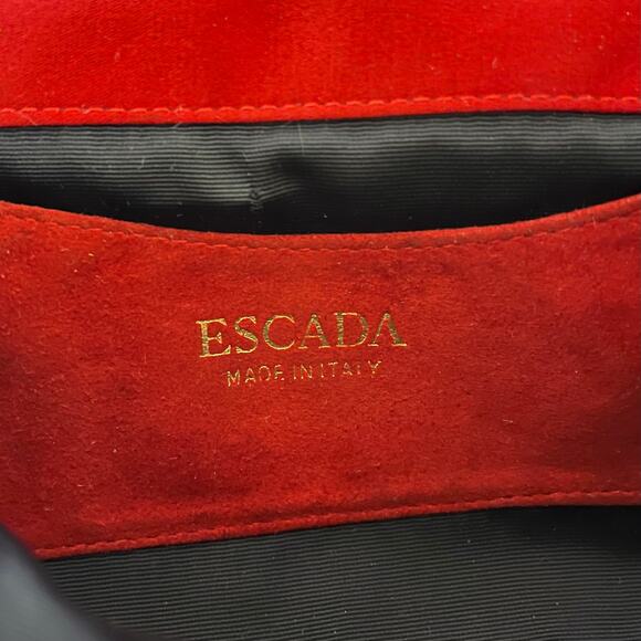 Escada Vintage Fleur De Lis Red Satin Chain Strap Crossbody Evening Bag - Picture 7 of 10